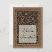 Bruin Gereedschap Lederen Art Nouveau Bloemen Kaart (Voorkant)