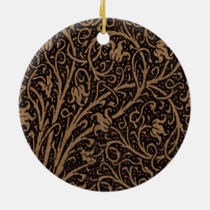 Bruin Gereedschap Lederen Art Nouveau Bloemen Keramisch Ornament