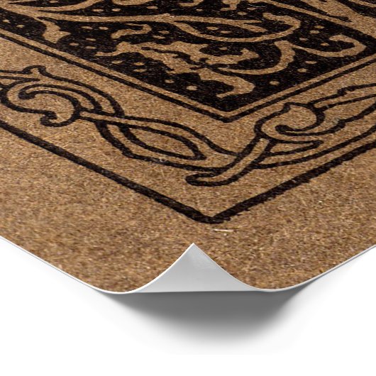 Bruin Gereedschap Lederen Art Nouveau Bloemen Poster (Hoek)