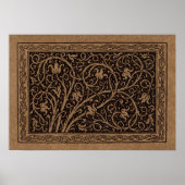 Bruin Gereedschap Lederen Art Nouveau Bloemen Poster (Voorkant)