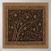 Bruin Gereedschap Lederen Art Nouveau Bloemen Poster (Voorkant)