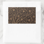 Bruin Gereedschap Lederen Art Nouveau Bloemen Rechthoekige Sticker (Tas)