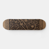 Bruin Gereedschap Lederen Art Nouveau Bloemen Skateboard (Horizontaal)