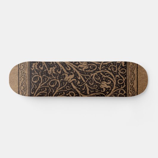 Bruin Gereedschap Lederen Art Nouveau Bloemen Skateboard (Horizontaal)