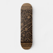 Bruin Gereedschap Lederen Art Nouveau Bloemen Skateboard (Voorkant)