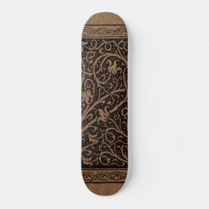 Bruin Gereedschap Lederen Art Nouveau Bloemen Skateboard