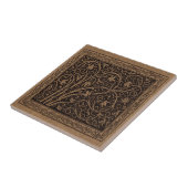 Bruin Gereedschap Lederen Art Nouveau Bloemen Tegeltje (Zijkant)