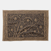 Bruin Gereedschap Lederen Art Nouveau Bloemen Theedoek (Horizontaal)