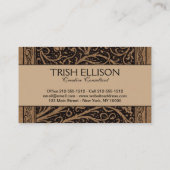 Bruin Gereedschap Lederen Art Nouveau Bloemen Visitekaartje (Achterkant)