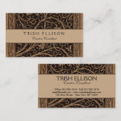 Bruin Gereedschap Lederen Art Nouveau Bloemen Visitekaartje (Voorkant / Achterkant)