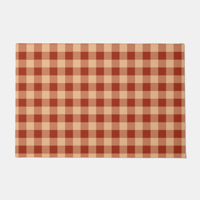 Bruin geruit gingham patroon deurmat (Voorkant)