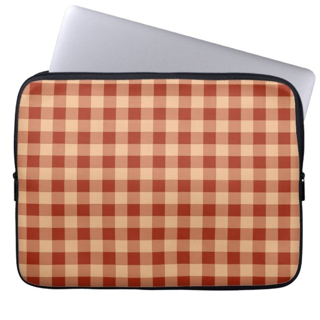 Bruin geruit gingham patroon laptop sleeve (Voorkant)