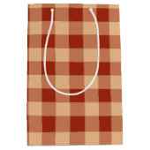 Bruin geruit gingham patroon medium cadeauzakje (Voorkant)