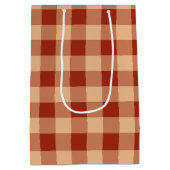 Bruin geruit gingham patroon medium cadeauzakje (Achterkant)