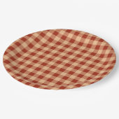 Bruin geruit gingham patroon papieren bordje (Gekanteld)