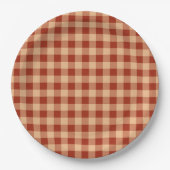 Bruin geruit gingham patroon papieren bordje (Voorkant)
