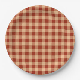Bruin geruit gingham patroon papieren bordje