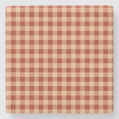Bruin geruit gingham patroon stenen onderzetter (Voorkant)