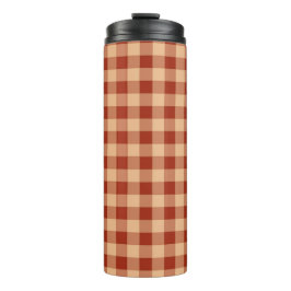 Bruin geruit gingham patroon thermosbeker