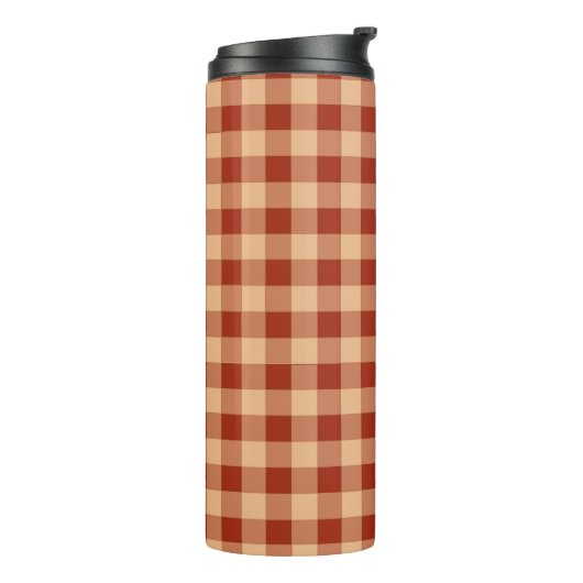 Bruin geruit gingham patroon thermosbeker (Gedraaid links)
