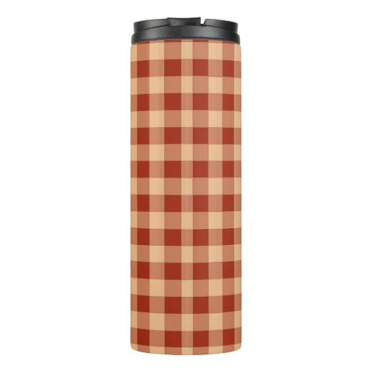Bruin geruit gingham patroon thermosbeker (Achterkant)