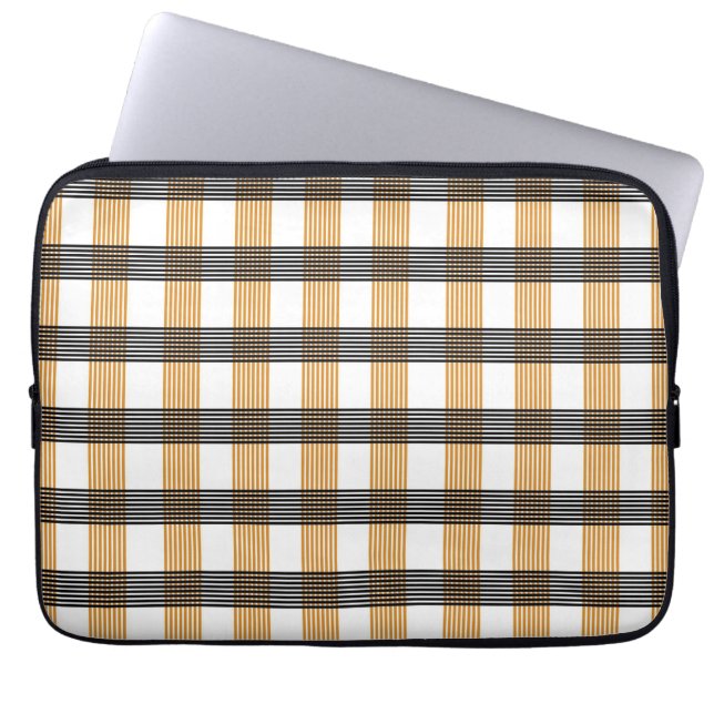 Bruin geruite controlepatroon laptop sleeve (Voorkant)