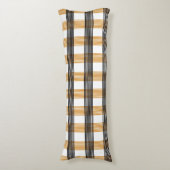 Bruin geruite controlepatroon lichaamskussen (Voorkant Verticaal)