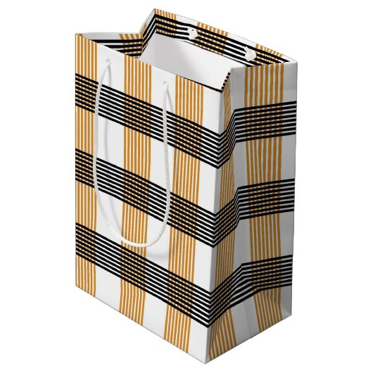 Bruin geruite controlepatroon medium cadeauzakje (Achterkant Gekanteld)