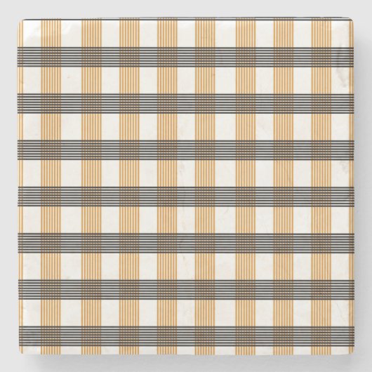 Bruin geruite controlepatroon stenen onderzetter (Voorkant)