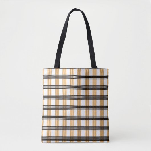Bruin geruite controlepatroon tote bag (Voorkant)