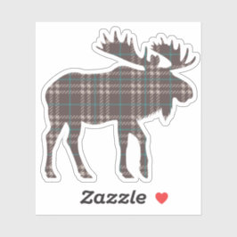 Bruin geruite Moose Sticker