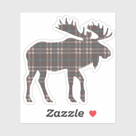 Bruin geruite Moose Sticker (Vel)