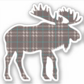 Bruin geruite Moose Sticker (Voorkant)