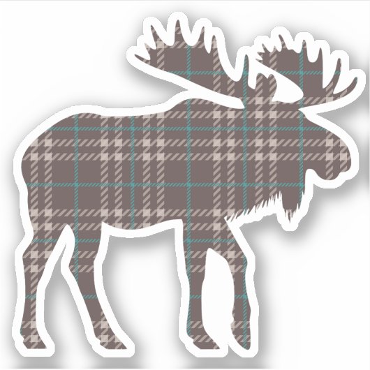 Bruin geruite Moose Sticker (Voorkant)