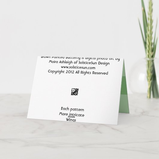 Bruin geschilderde vlinder kaart (Achterkant)