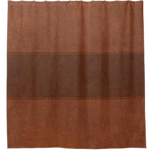 Bruin gestikte lederen douchegordijn (Voorkant)