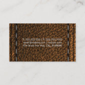 Bruin gestikte leren achtergrond visitekaartje (Achterkant)
