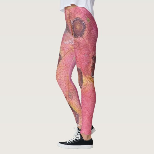 Bruin gestippeld rood Herfst blad Leggings (Links)