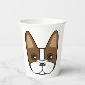 Bruin gestreept Frans Bulldog gezicht Papieren Bekers (Achterkant)