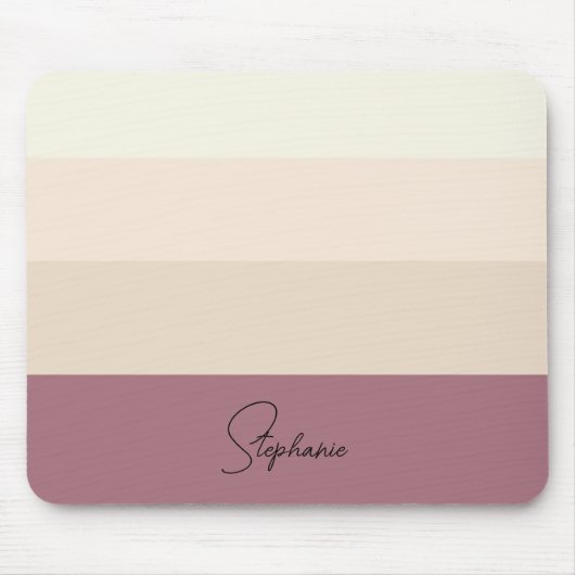 Bruin gestreept minimalistisch ontwerp met naam muismat (Voorkant)