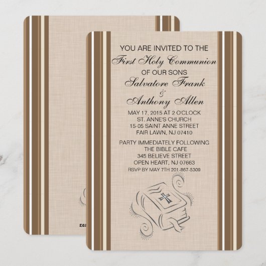 Bruin gestripte tweelingen Bijbelse uitvinding Kaart (Voorkant / Achterkant)