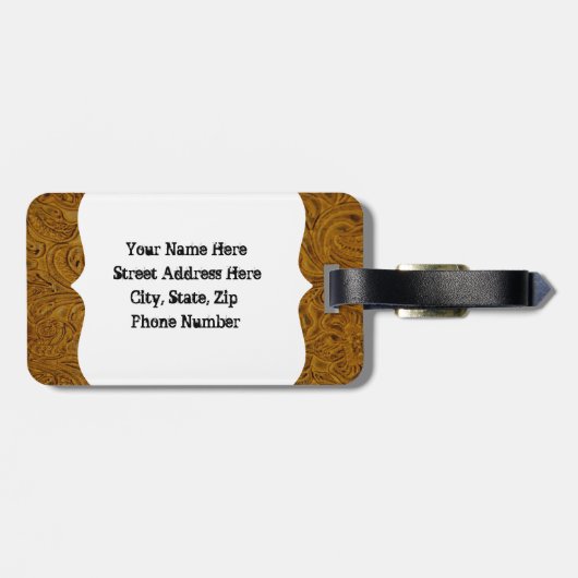 Bruin getoold leder Kijk Bagagelabel (Achterkant horizontaal)