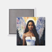 Bruin gevilderd Angel Vrouw Waterverf Kunst Magneet (Voorkant / Achterkant)