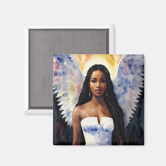 Bruin gevilderd Angel Vrouw Waterverf Kunst Magneet (Voorkant / Achterkant)
