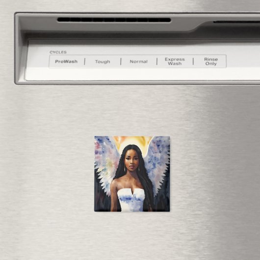 Bruin gevilderd Angel Vrouw Waterverf Kunst Magneet (Insitu (Vaatwasser))