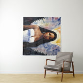 Bruin gevilderd Angel Vrouw Waterverf Kunst Wandkleed (In Situ (horizontaal))