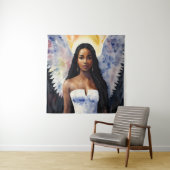 Bruin gevilderd Angel Vrouw Waterverf Kunst Wandkleed (In situ)