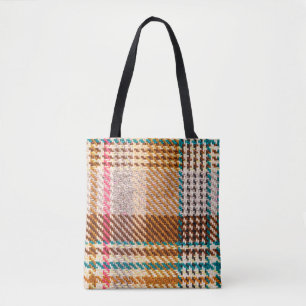 Bruin gevriesdroogde stof met gekleurde draden. Sc Tote Bag