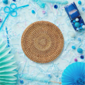 Bruin Geweven Mand Patroon Rustieke Picknick Papieren Bordje (Feest)