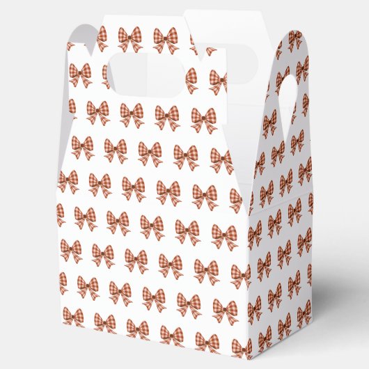 Bruin gingham boog patroon bedankdoosjes (Geopend)